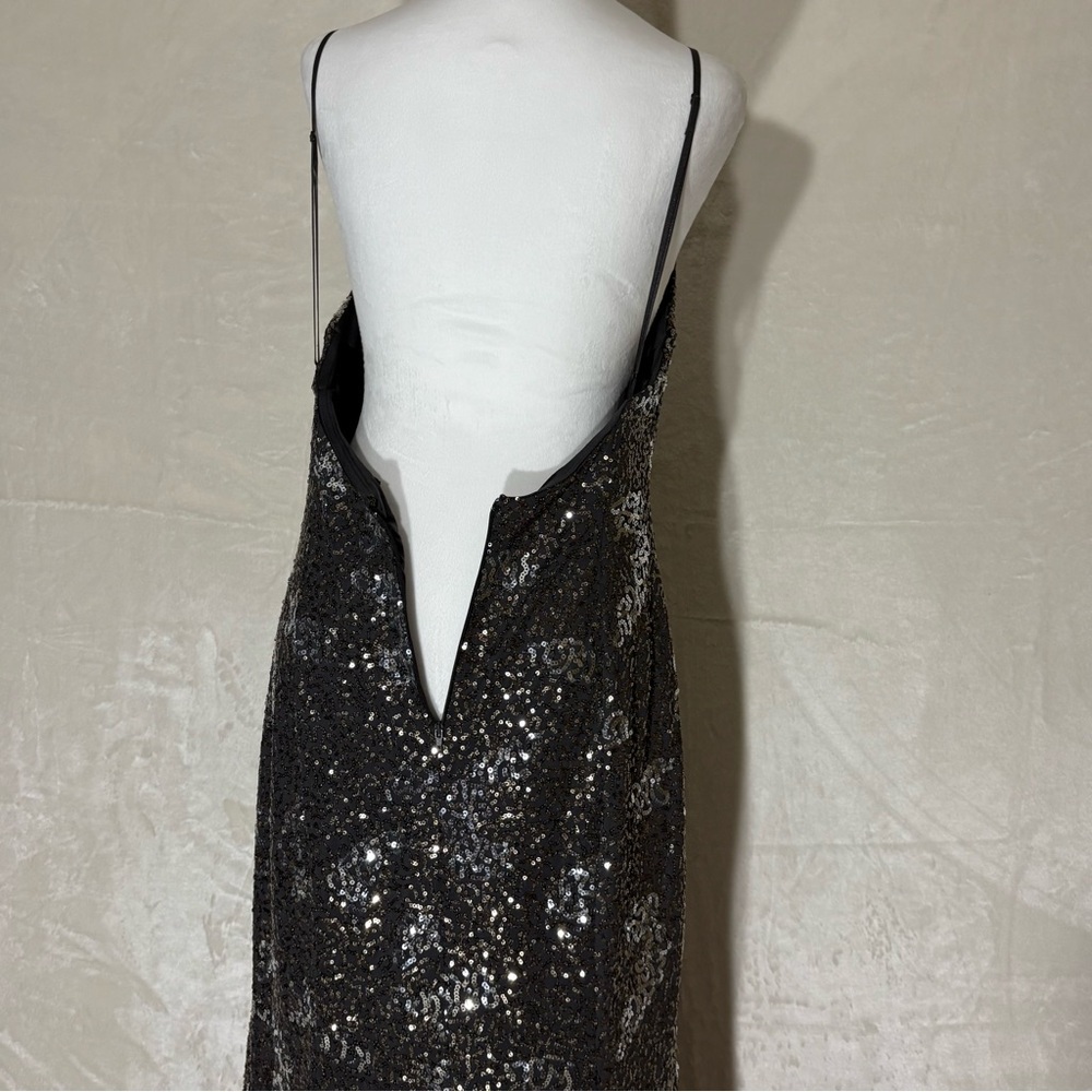 City Triangles Black Formal Evening Gown sz 13 Sequins Asymmetric Hem Backless - Picture 9 of 14